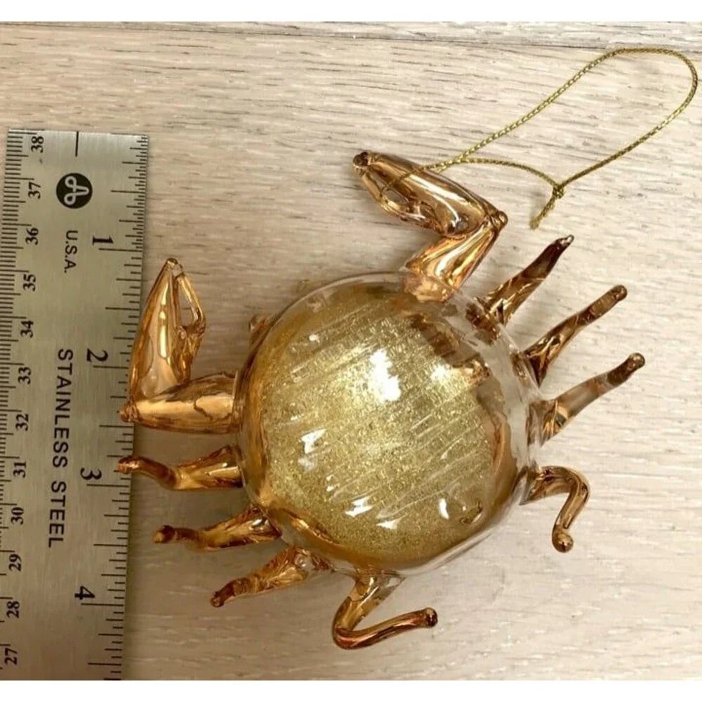 Crab Glass Ornament in gold